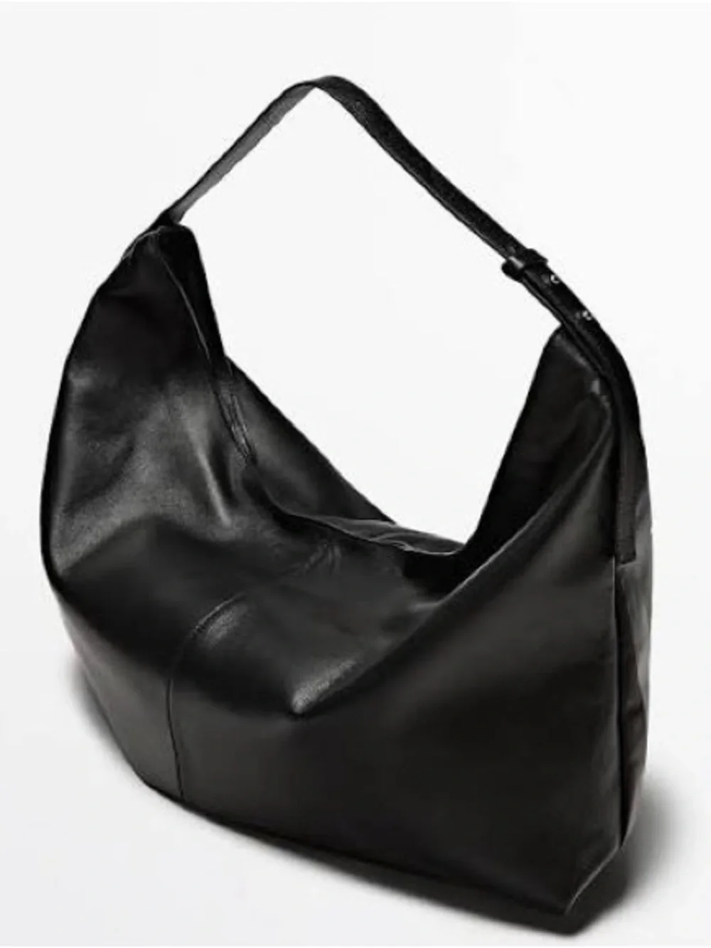 Massimo Dutti leather Black Hobo Shoulder Bag